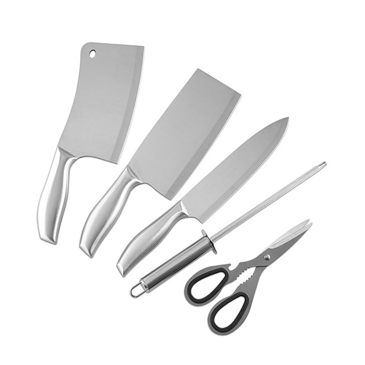 Cabilock Set Coltelli da Cucina Professionali 6 Pezzi in Acciaio Inox e Legno con Ceppo Resistente All'ossidazione e Spazio Salvaspazio per Uso Quotidiano