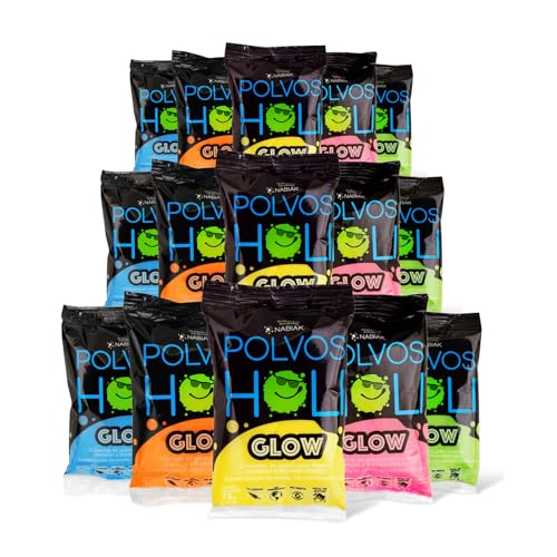 La mejor comparación de Colorantes de esta semana. 42 NABIAK | Holi Polvos Holi Fluorescente Paquete 15 Bolsas de 75 g con Color Fluorescente Brilla bajo luz UV Biodegradable para Fiestas sesiones de Fotos o Manualidades Colores...