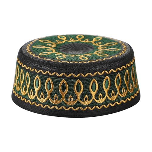 SIQITECHNO Boys Embroidered Muslim Prayer Kufi Hat Islamic Arabic Beanie Skull Cap Eid Ramadan Mosque Saudi Headwear 7-10Y