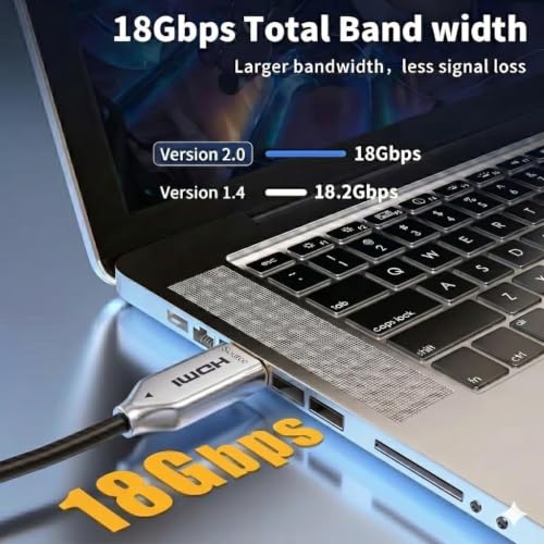 Image of MICROWARE 4K HDMI Cable 15M Fiber, HDMI to HDMI Cable | Active Optical Cable (AOC) Ultra HD 2160P 18Gbps HDMI 2.0 Cord Supports 4K@30Hz, 10 HDR for TV, Laptop, PC, Projector(AOC, 15M)