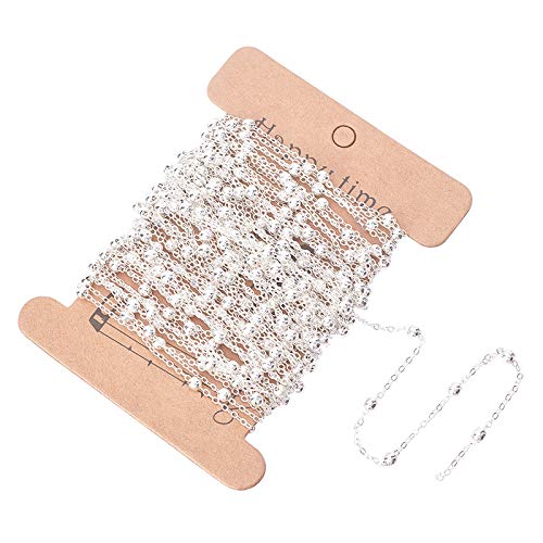arricraft 10m/32.80 Feet Silver Chains, Brass Cable Chains with 3mm Balls, 1 Roll Chains for Necklace Jewelry Accessories DIY Making
