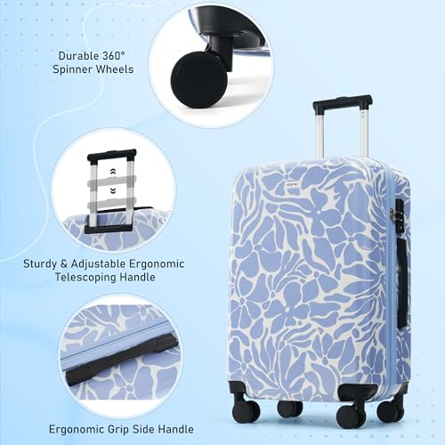 Image of Hardside Luggage Sets, Lightweight Suitcase with Spinner Wheels, Blue Patterns