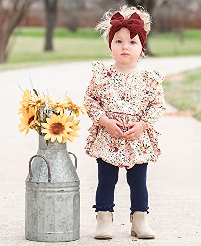 Image of RuffleButts Little Girls Solid Knit Footless Ruffle Tights