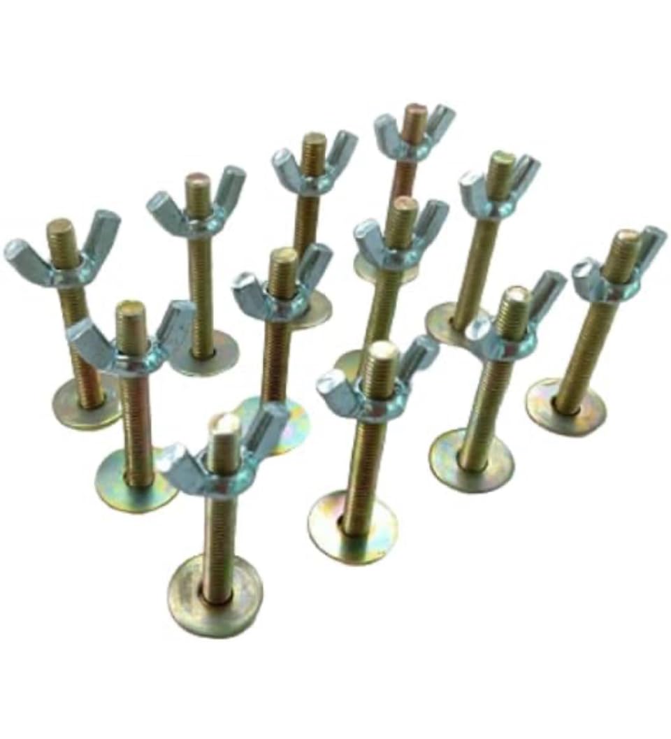 MEC® 12 Sets M6 Thread 50mm Length Minus Screw head Bolt with Washer and Wing Nut Butterfly Fasteners Carbon Steel Silver Tone Zinc Plated