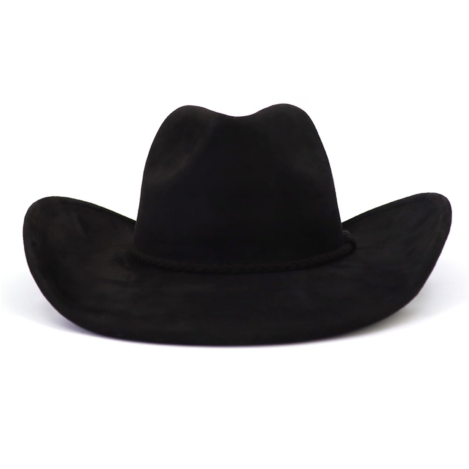 Cappello da cowboy occidentale per donne e uomini classici Fedora cappelli a tesa larga in pelle scamosciata cappello da cowboy per le donne con fibbia cintura