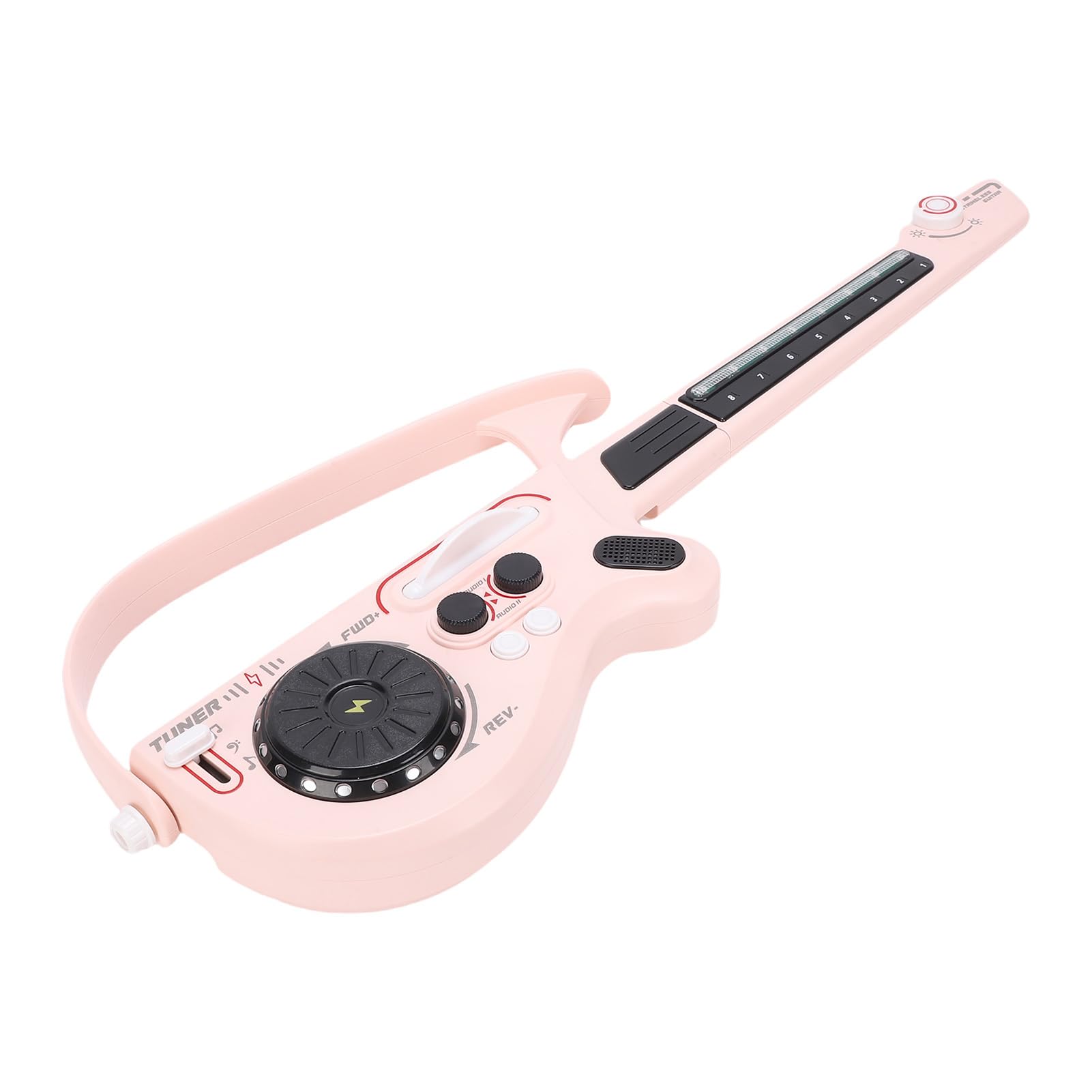 Generic Chitarra Elettrica per Bambini con Luci a LED e Giradischi DJ da 3 Anni in su, Design Sicuro Senza Corde (PINK)