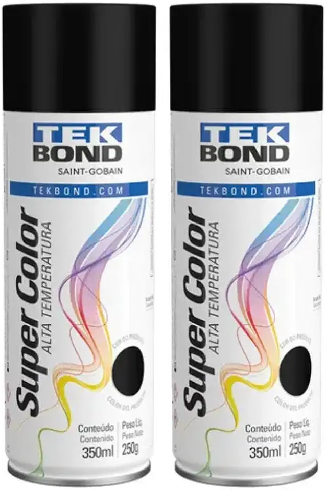 Kit 2 Tintas Spray Preto Fosco Alta Temperatura 350ml/250g