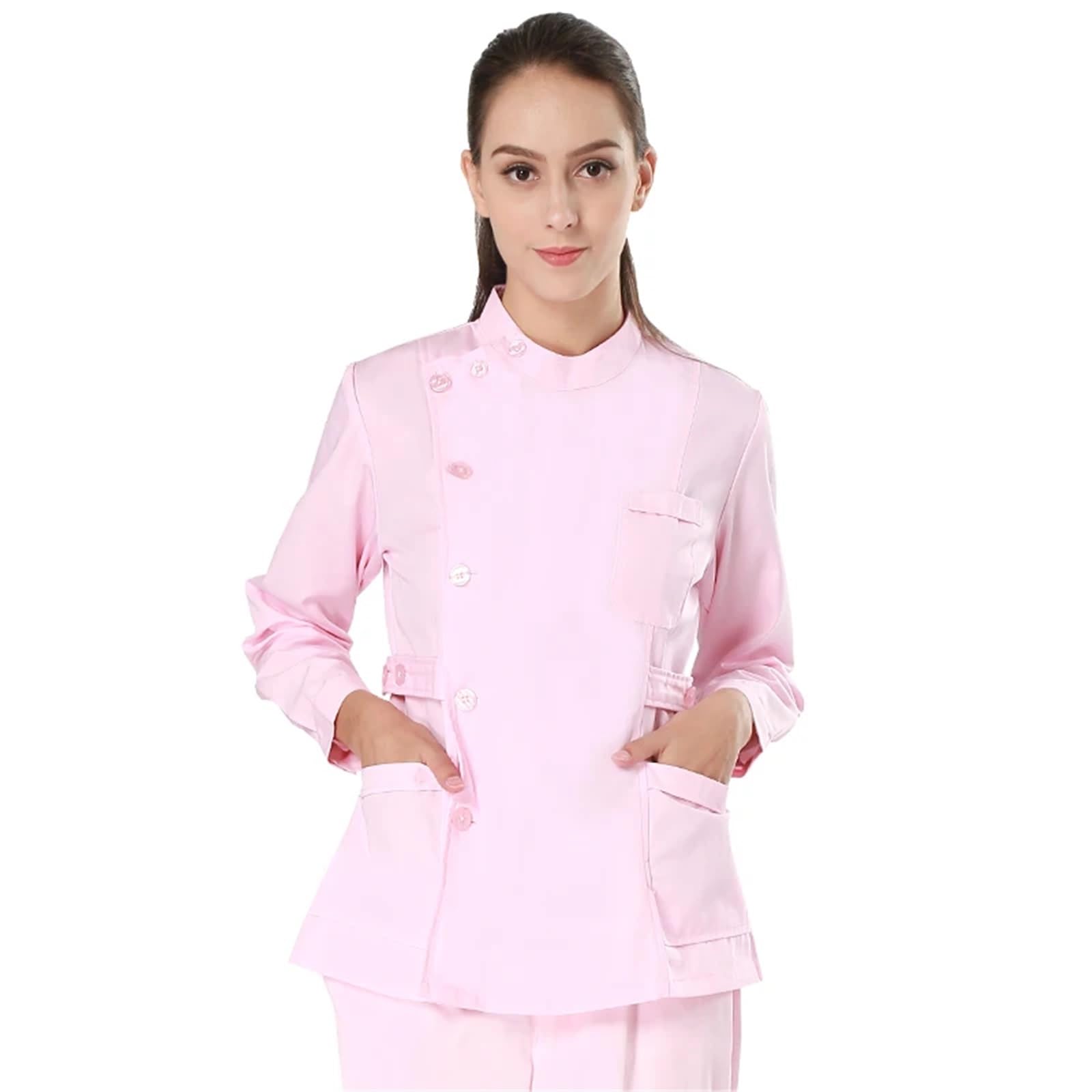 AHUFGN Nurse Scrubs Women Traditonal Nurse Scrubs Set Medical Uniforms Women Men Dental Workwear Clothes Poplin Surgeon Medic Scrub Suit
