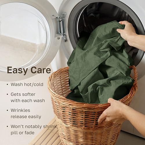 Image of California Design Den King Deep Pocket Sheets Set - Luxury 600 Thread Count 100% Cotton Sheets King Size, Sateen, Hotel-Quality, Better Than Egyptian Cotton Sheets - Dark Olive Green