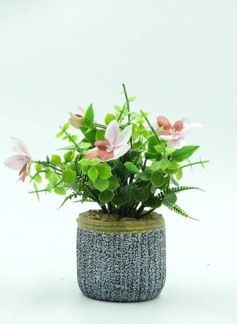 Artificial Lotus Plant with White and Red Flowers in Silver Planter Fake Plant for Gifting Home Office Living Room Decoration 20x9x10cm