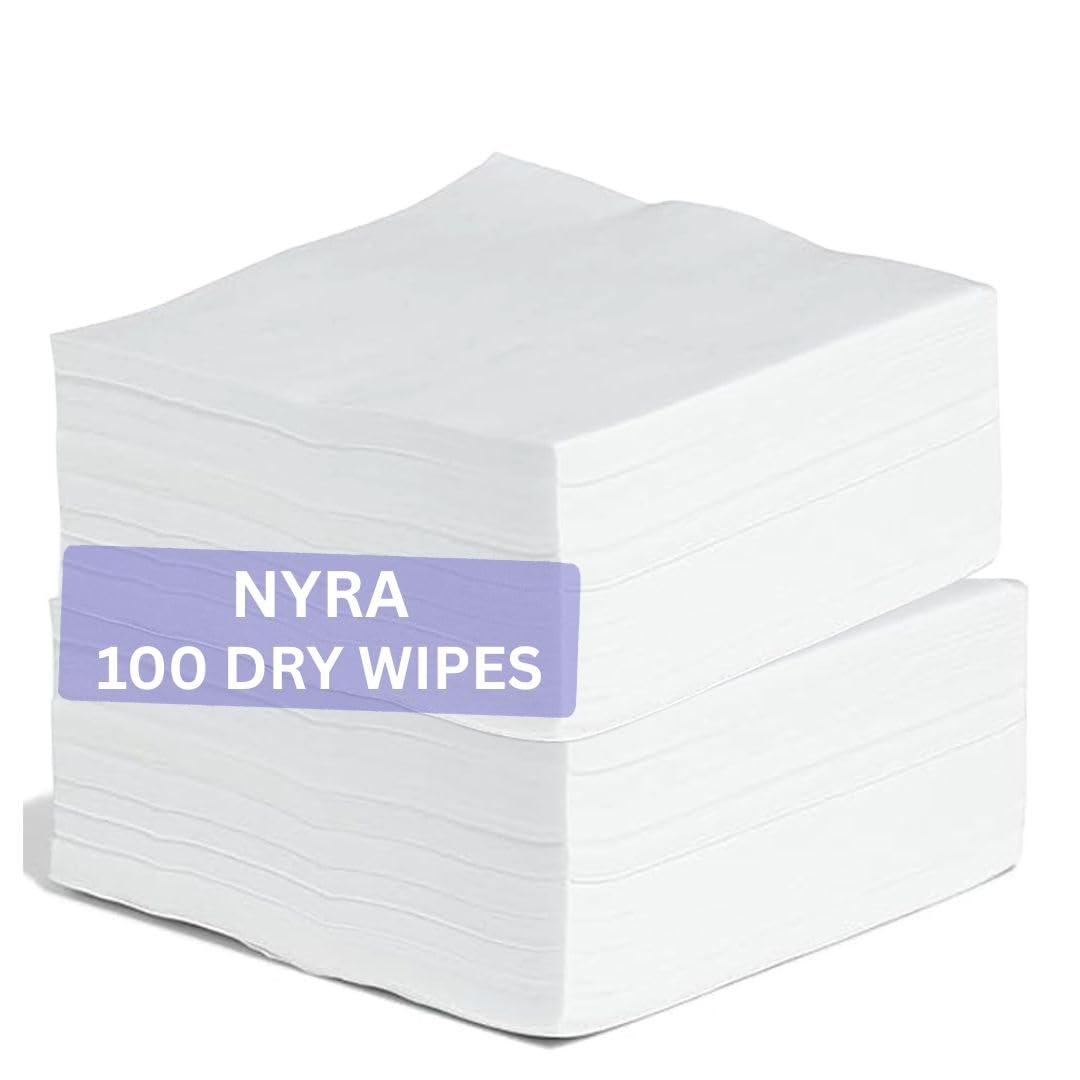NYRA 100 Count Disposable Dry Wipes for Baby and Adults - Ultra Soft Cotton Tissue Washcloths - 8" x 8" Travel Size - Non-Moistened Cleansing Cloths for Adults, Incontinence, Baby, Body and Face-image-46