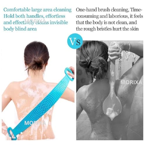 Image of Body (1 Piece Scruber + 1 Bath Belt Combo) Exfoliating Shower Brush for Deep Cleansing & Smooth Skin | Soft Cotton Unisex Robe | Ideal Spa Gift Set for Men & Women
