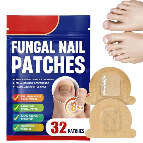32 parches para hongos en las uñas, parches para tratamiento de hongos en las uñas, almohadillas de tratamiento multiusos para reparación de uñas de los pies, tratamiento de uñas de 8 horas que