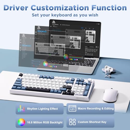 Image of K98 Wireless Mechanical Keyboard,Tri-Mode Gaming Keyboard-White&Blue