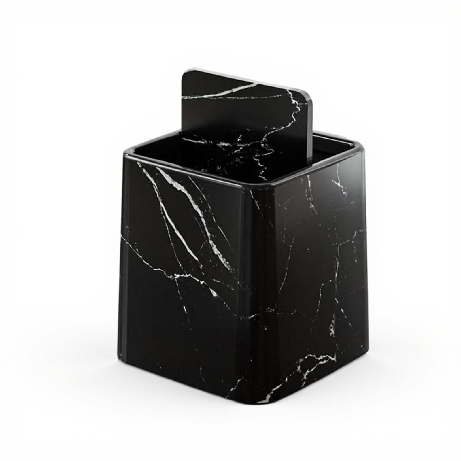 Retro Wood Grain Trash Can, Large Capacity Waste Bin, Chinese Design, Suitable for Home, Kitchen, and Bathroom Black Marble Swing Lid