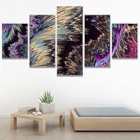 SIGNWIN 5 Panel Canvas Wall Art Modern Art Abstract Contemporary Edgy Mixed Media Multicolor Patterns for Home Decorations Ready to Hang - 60