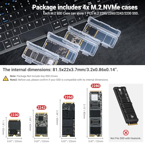 Image of 4PCS Clear Plastic M.2 2280 2260 2242 2230 SSD Case with Label