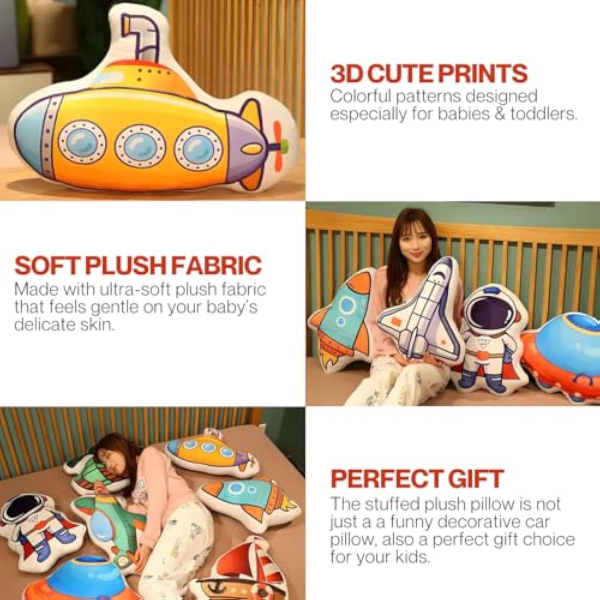 Space Shuttle Plush Toy Pillow for Kids