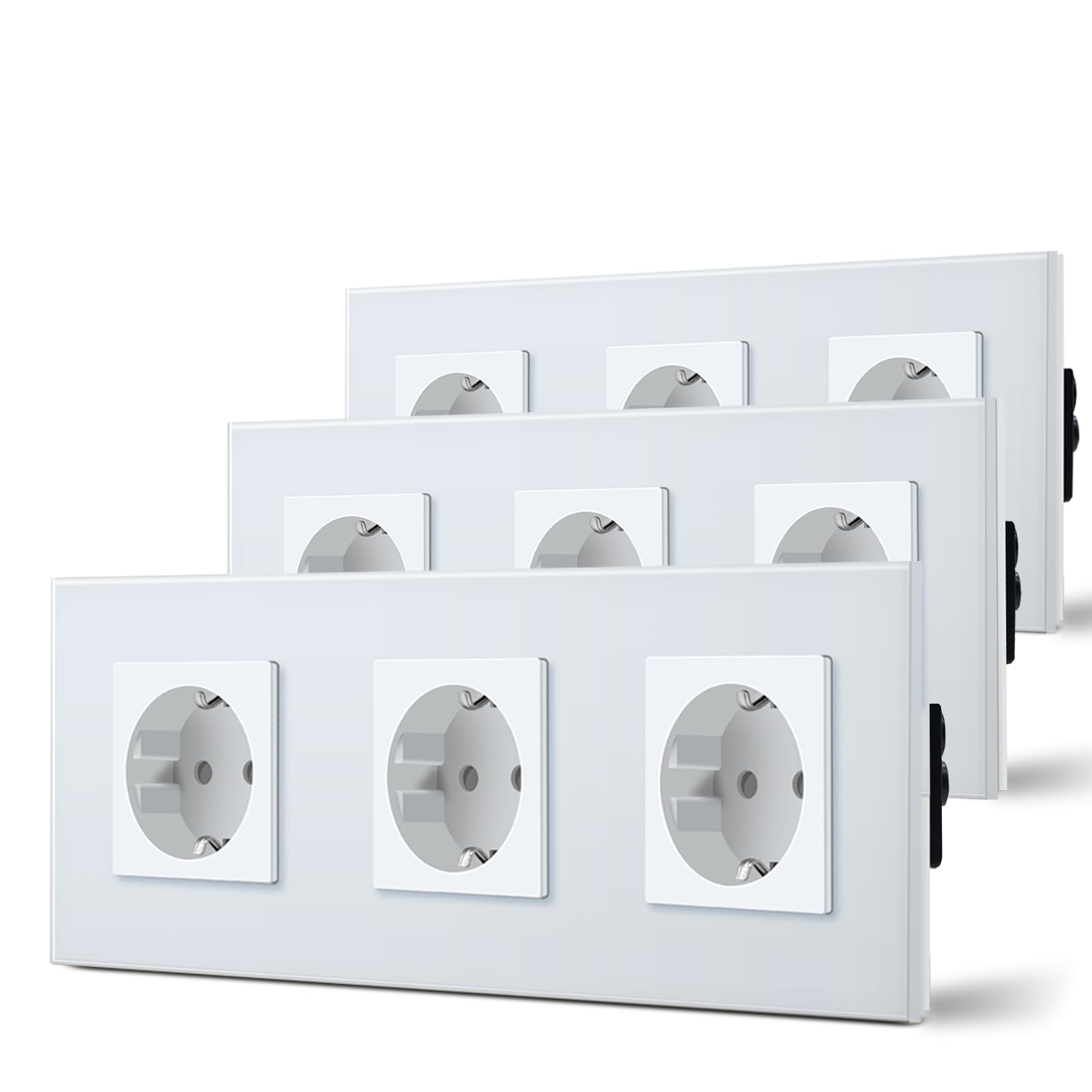 BSEED Enchufe de Pared con USB C,Enchufes Dobles Empotrados con Cristal,Toma de Corriente,Seguridad infantil,Fácil de Instalar,M Serie,2 Enchufes con USB y Tipo C,157mm Blanco — view 132