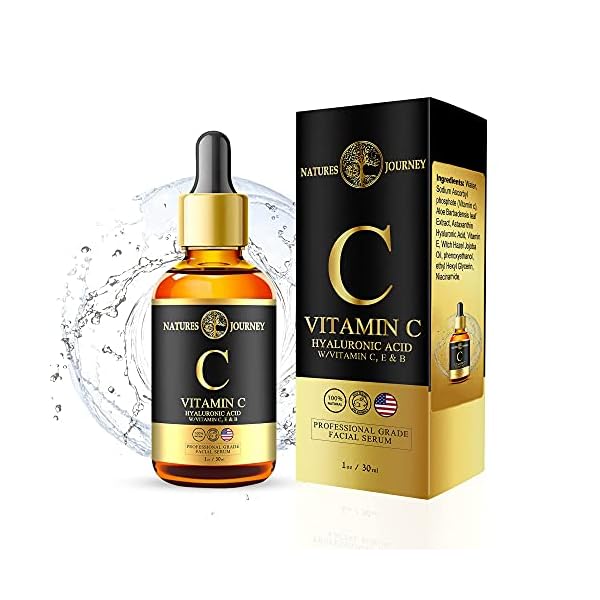 Vitamin-C-Serum-For-Face-with-Hyaluronic-Acid-Vitamin-E-Niacinamide-Anti-Aging-Serum-Boost-Hydration-Anti-Wrinkle-Skincare-Soft-Skin-Age-Spots-Pore-Cleanser-Acne-Scars-Beauty-Facial-Serums UMB Natures Journey Vitamin C Facial Serum - 1 oz Hyaluronic Acid, Radiant Glow, Anti-Wrinkle, Fine Line Minimizer, Anti-Aging, Acne Control, Skin Tone Corrector, Hydration Boost