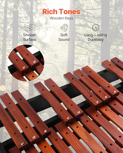 Image of VEVOR Glockenspiel Xylophone, 32 Notes, Wooden Professional Xylophone Percussion Instrument, with Height Adjustable Stand, 4 Mallets, Carrying Bag, Beginner Musical Instrument Kit for Adults and Kids