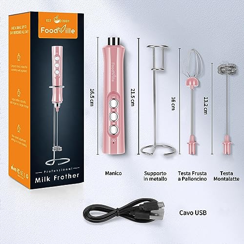 Compare FoodVille MF02 Rechargeable Milk Frother Handheld Foam Maker