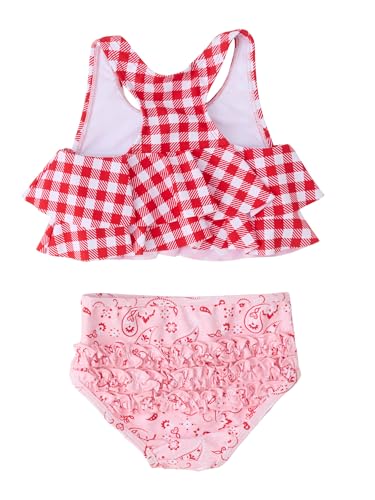 Image of RuffleButts Girls UPF50+ Sun Protection Flounce Bikini Two Piece Swimsuit