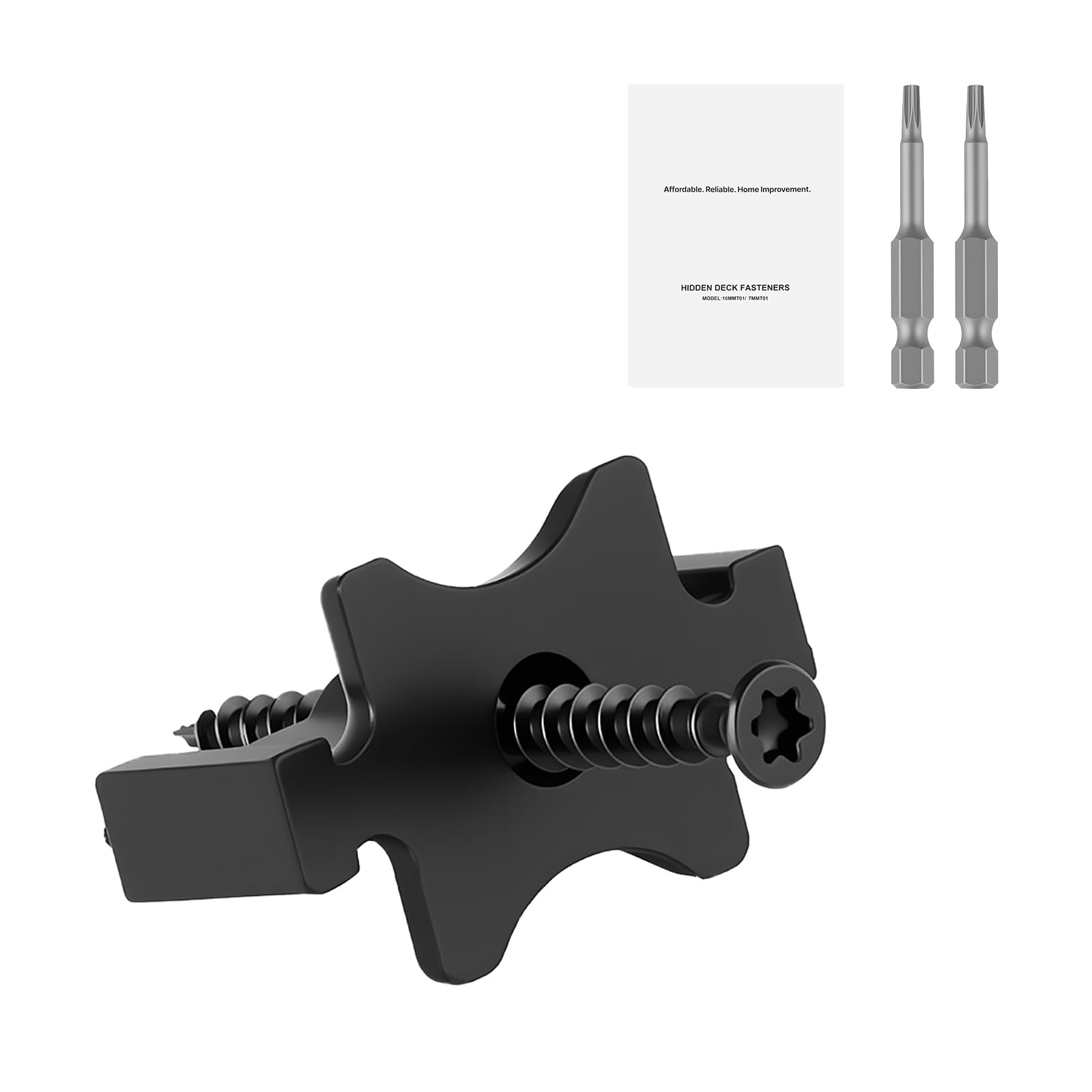 VEVOR Fixation Invisible pour Lame de Terrasse Composite, 500 PCS, Clips T Fixation Cachée en Plastique PP avec Vis Métalliques, Compatible avec Lames de Terrasse d'Écart 6,5 mm et de Hauteur 10 mm