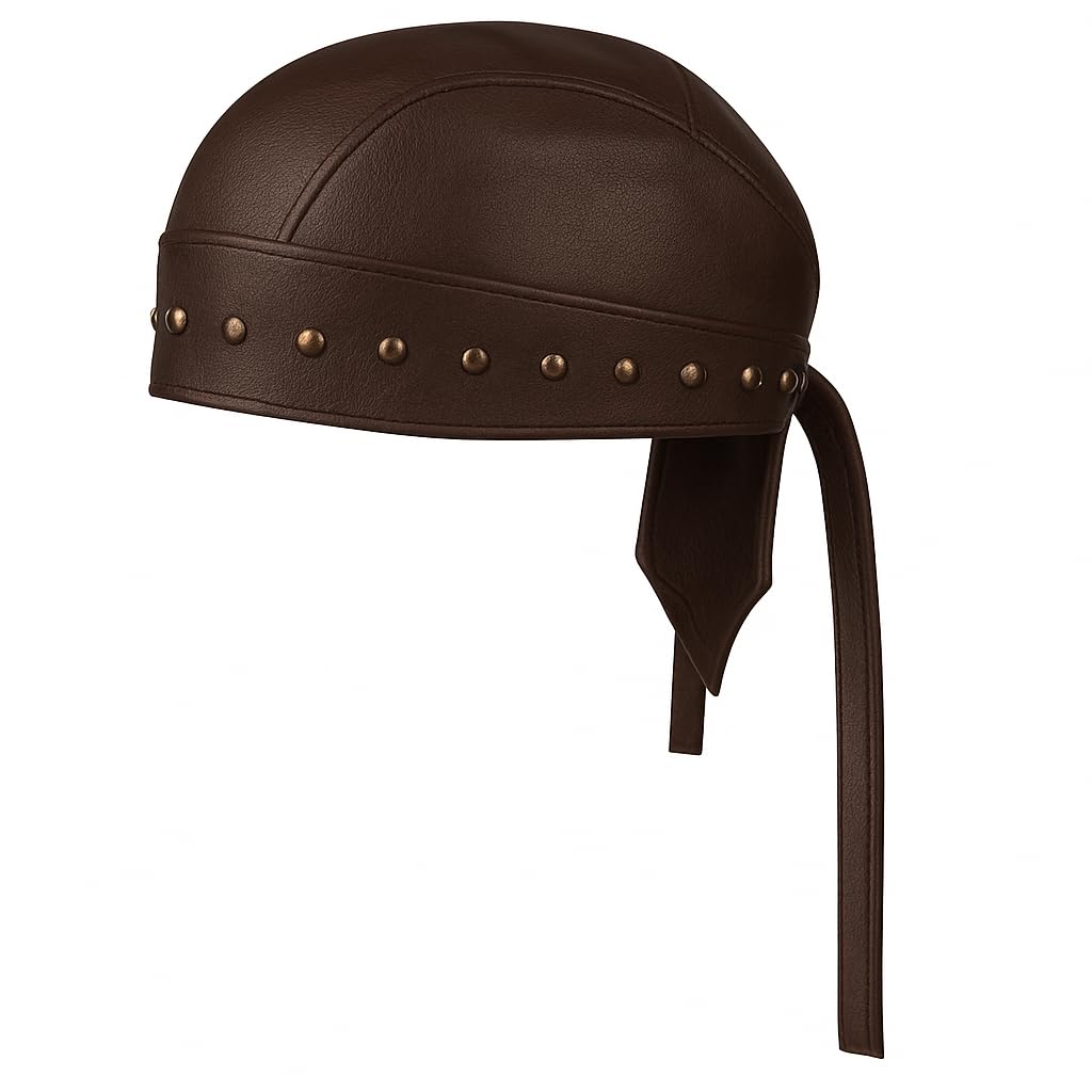 Sheep Leather Skull caps in Black Sweat Head Wraps Studded Skull Cap Bandana Style in Real Do Du