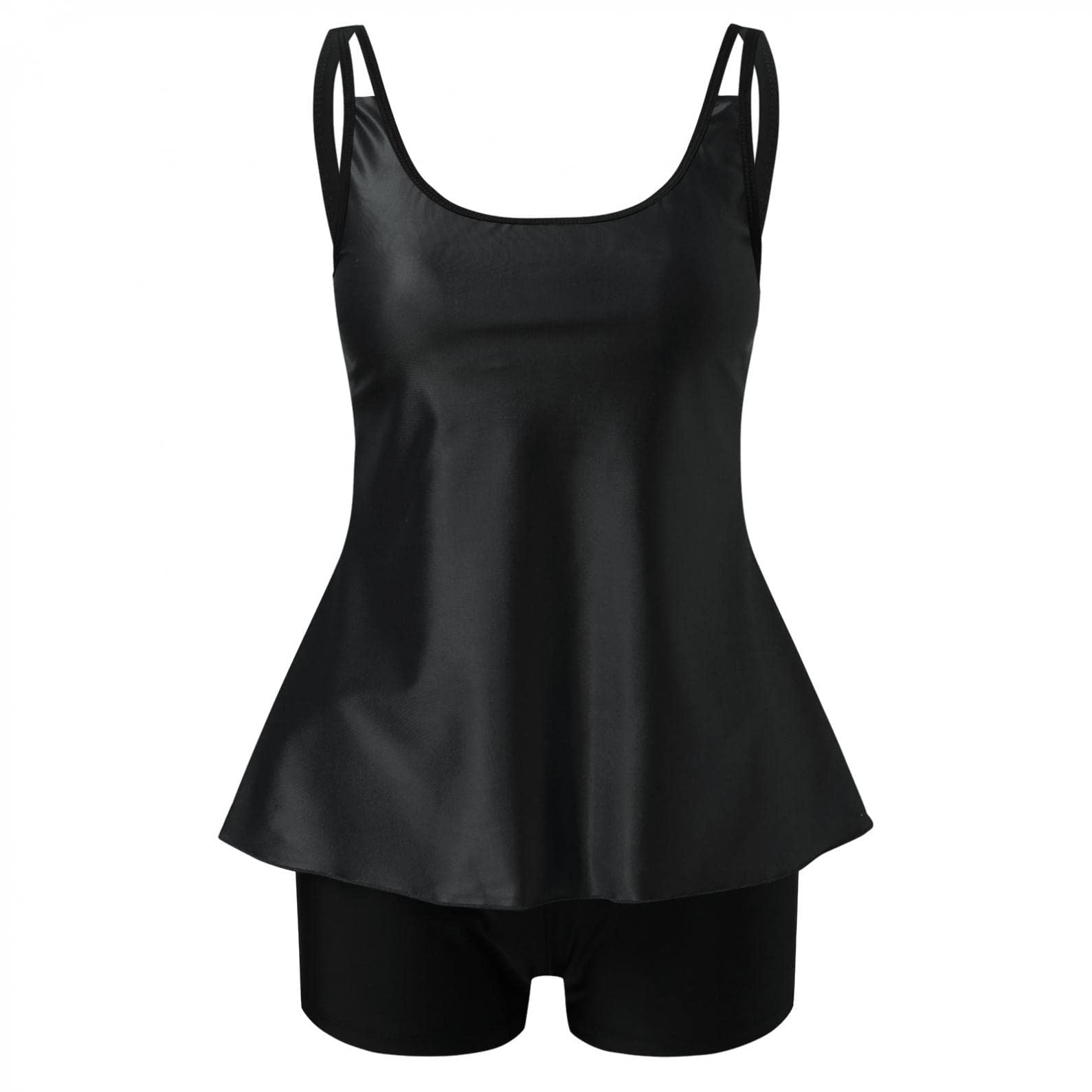 wihnsinop Tankini Damen Bauchweg Bademode Set Freizeit Badeanzug Tankinis Zweiteiler Sets Sommer Elegant Badeanzüge für Damen Oberteil mit Badeshorts