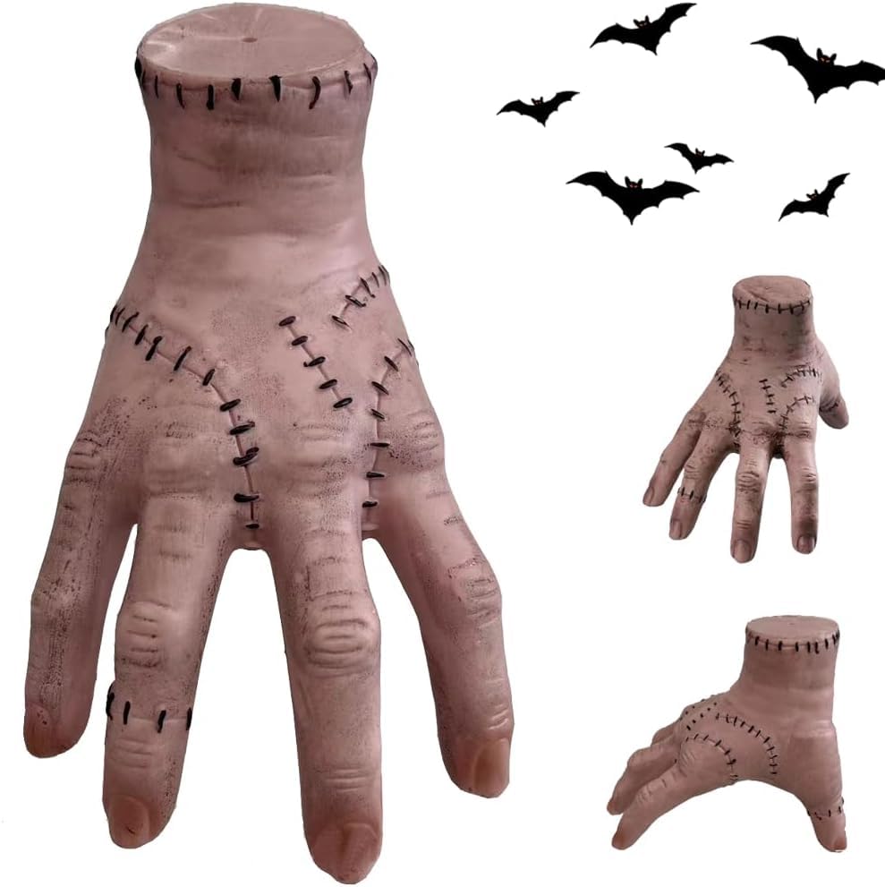 SORAYUXI Family hing Hand, Wednesday Thing Hand Prop Cosplay Hand Scary Props Scary Realistic Fake Hands,F-amily Inspired Halloween Decoration Wed Family Decorations for Kids and Adults