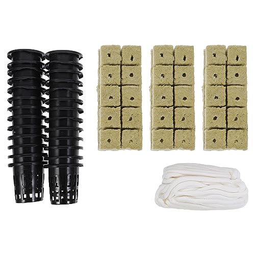 Happyyami 1 Juego Kit de nutrición hidropónica Planta cúpula Neto Etiqueta Manguera bonsais Kit hidropónico trasplante de Tapones Lana Kit de Cultivo sin Suelo Tazas de Malla el plastico
