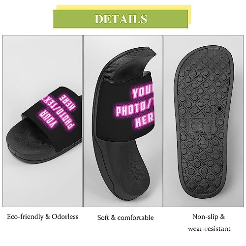 Custom Slides Flora Sandals Customized Shower Slippers for Women Men, Personalized Slip-On Flip Flops with Photo Name Design, Indoor Outdoor Shoes Comfortable Casual Beach Sandal for Anniversary4