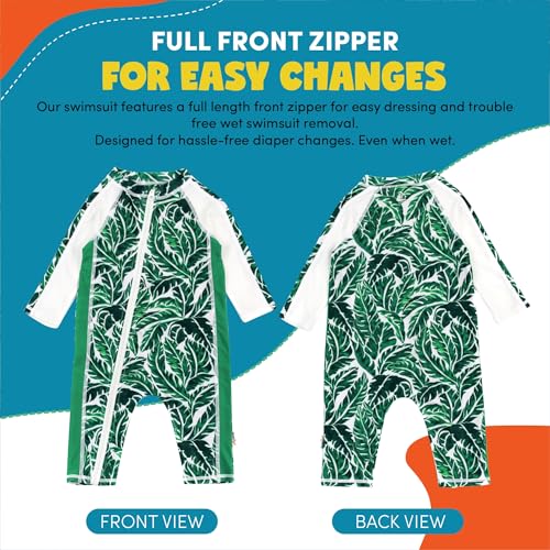 Image of SwimZip UPF50+ Boys Swim Shirt, Long Sleeve One Piece Kids Sunsuit