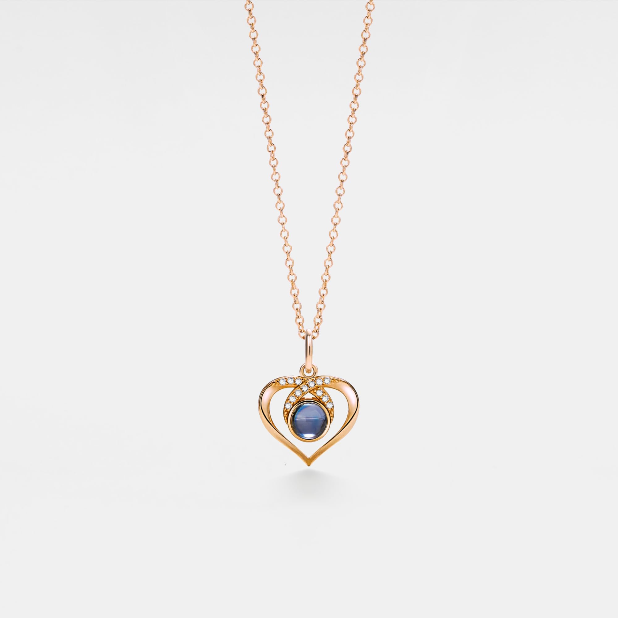 PERIMADE Collana con proiezione di immagini personalizzate per donne, ciondolo a forma di cuore con foto commemorativa, testo personalizzato e amore in 100 lingue CZ collana con ciondolo per