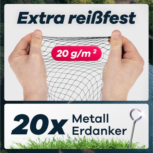 GEROBUG Teichnetz feinmaschig 6x4m - witterungs- & UV beständiges Teichnetz gegen Reiher - Vogelschutznetz, Laubnetz Teich, Hühner Netz feinmaschig, Vogelnetz, Laubschutznetz