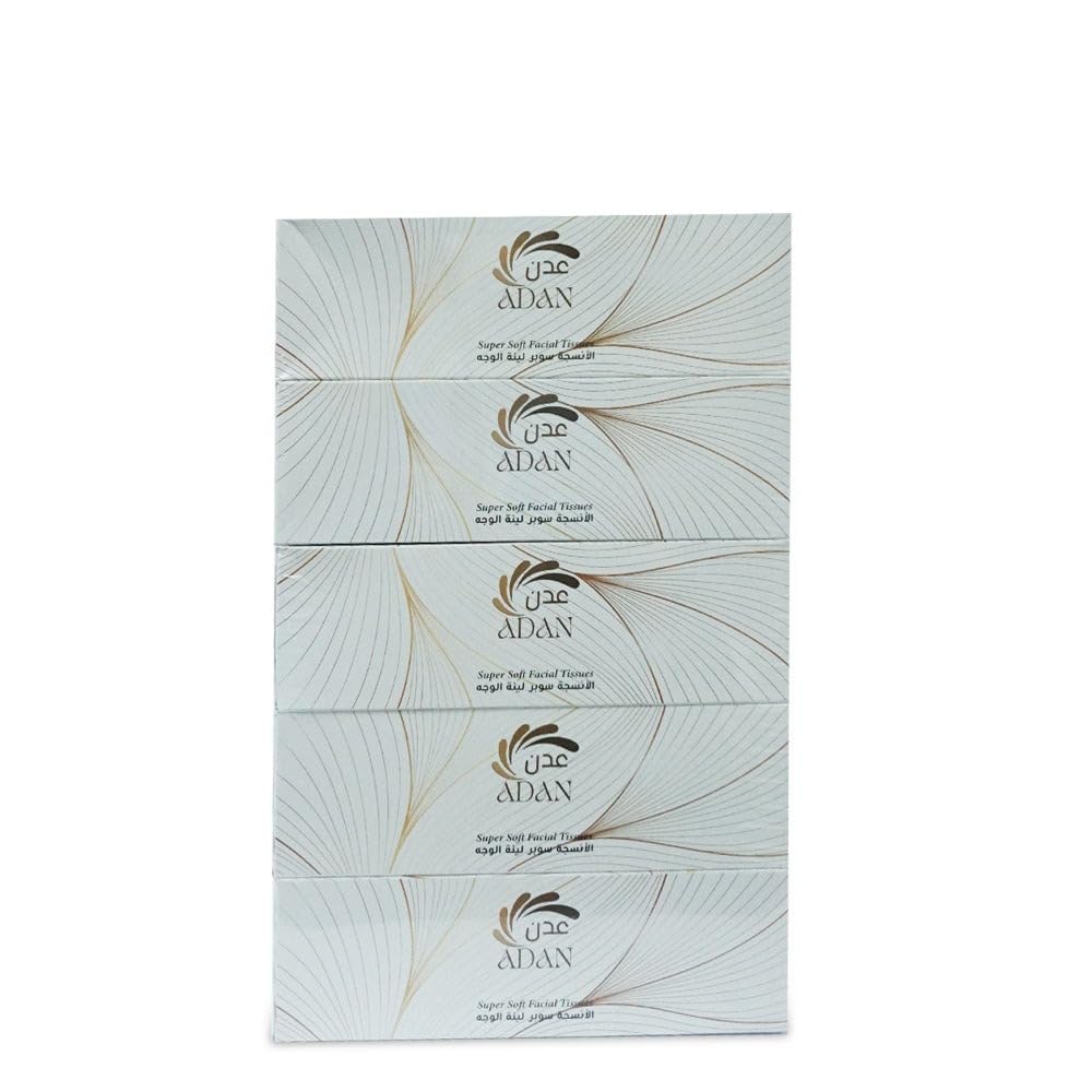 ADAN Super Soft Facial Tissues - Super SOft 5 Box (200Sheet Each - 2ply) 1000 Sheets