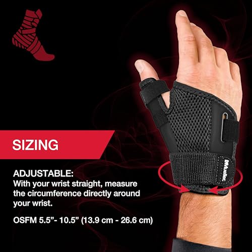 mueller sports medicine adjust-to-fit thumb stabilizer spica splint thumb pain relief brace for men and women ideal for de quervain39s tenosynovitis arthritis sprains fits right or left