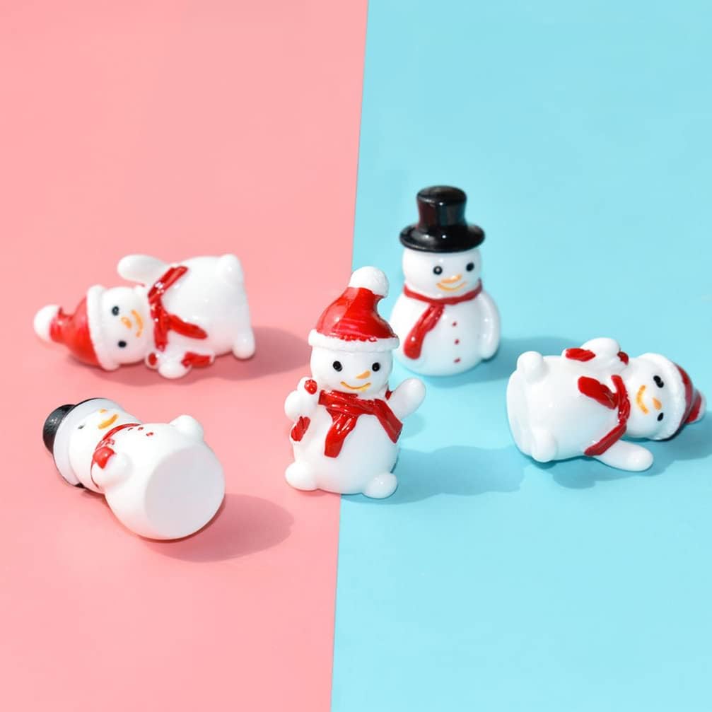 Angoily 120pcs Miniature Snowman Charms Xmas Ornaments for Holiday Decor Desktop Snowman Figurines Decorations for Home Micro Gardens