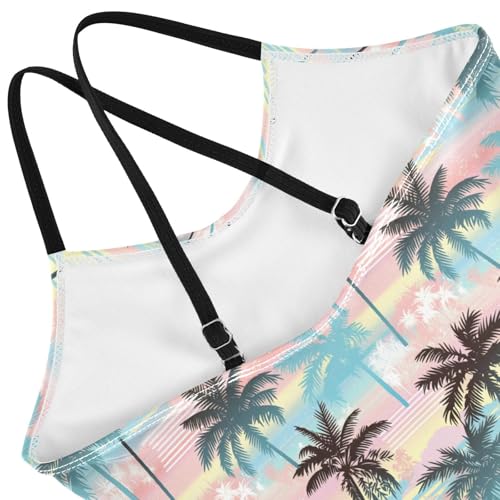 JUNZAN Tropical Pink Green Girls 1 Piecing Swimsuit Kids Bathing Suits Swimming Suits4