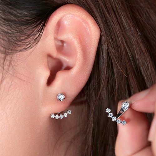 Limerencia F136 Hypoallergenic Pure Titanium Earrings for Women, G23 Implant Grade 5A Cubic Zirconia Open Hoops, Cartilage Stud Earrings Trendy Jewelry for Sensitive Ears4