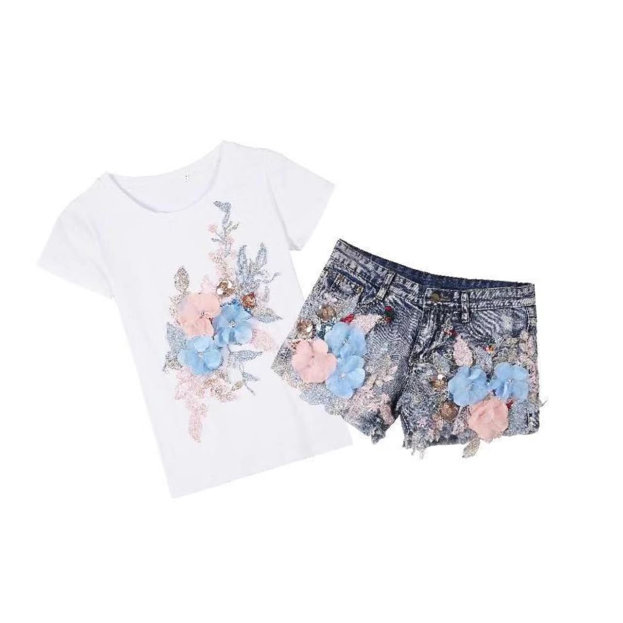 Adornos para Ropa, Parches Bordados de Tela Flores