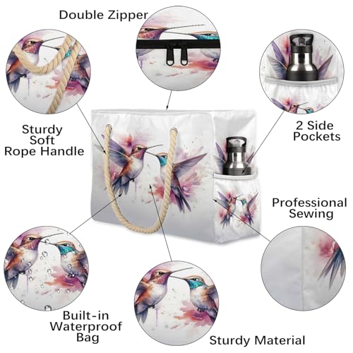 Tote Beach Bags for Women with Zipper Waterproof Sandproof Swim Pool Grocery Gym Travel Bag3