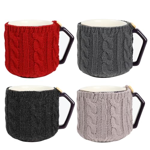 OBUSATT 4 Pcs Knitted Coffee Cozy