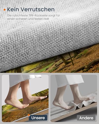 Tapis forêt 120x180 cm grand format imprimé chemin de feuilles