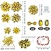 48 Set Christmas Gold Gift Bows Ribbon Assortment Holiday Present Bows Gift Wrapping Package Bows Metallic Shiny and Holographic Gold Colors Bows Small Medium Big PVC Bows for Xmas Party Gift Baskets