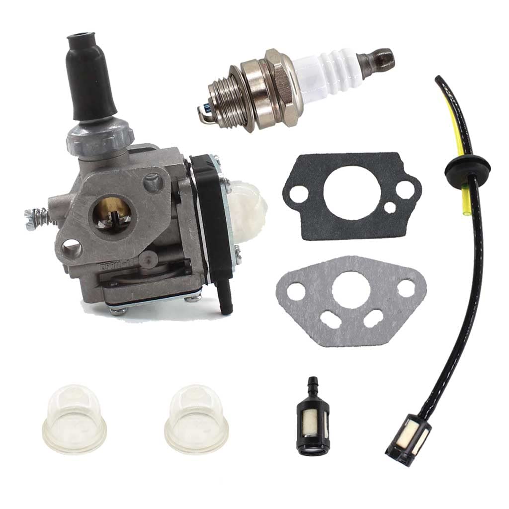 HURI Kit de carburateur avec bougie d'allumage Filtre à essence Tuyau kit pour débroussailleuse Kawasaki TH43, TH48, KBH48A