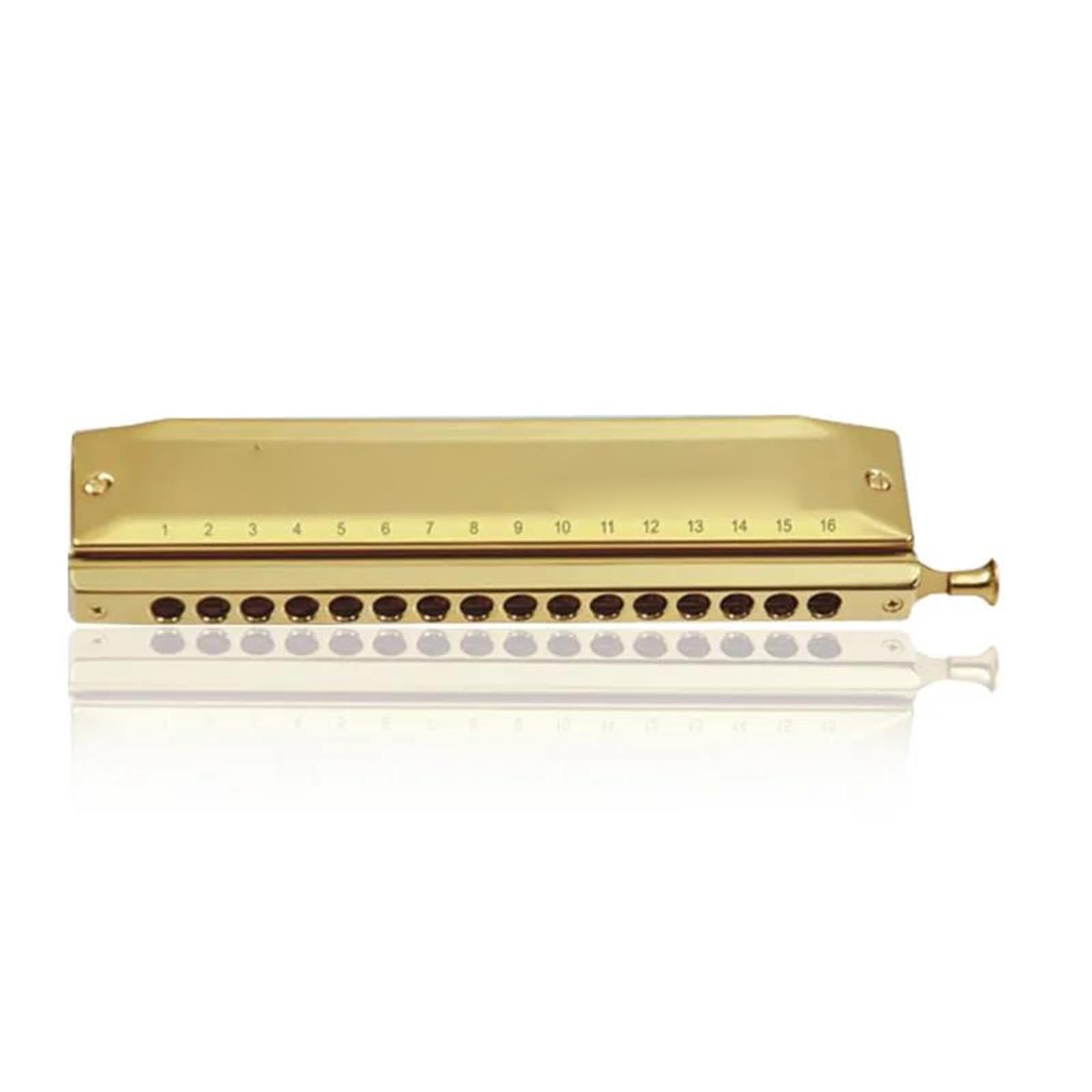 Armonica Blues Armonica Cromatica 16 Fori 12 Chiave Per Arpa Di C | Armonica cromatica professionale Strumenti musicali a 16 fori Chiave per arpa a 12 fori di C(1664-Gold)