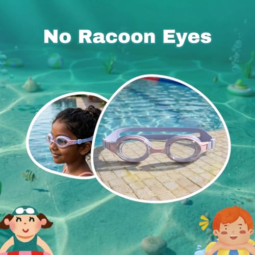 Image of BURNLAB Swimming Goggles for Kids, Clear Vision Pool Goggles for Boys & Girls, Easy Adjustable Strap (Blue and Pink)