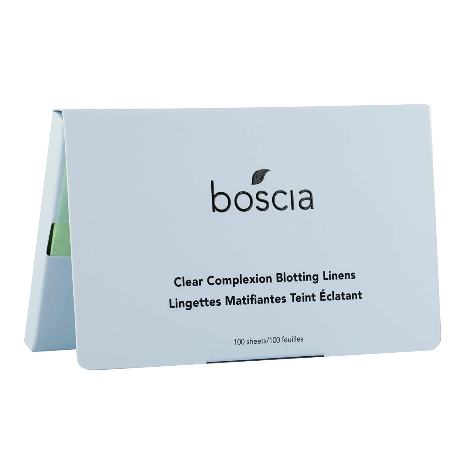boscia clear complexion blotting linens - vegan cruelty-free natural skin care - oil blotting sheets for face - for combination to oily skin types - travel size - 100 sheets